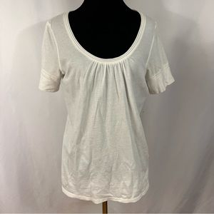 Ralph Lauren Sport Top T-Shirt Womens White L Cap Fitted Sleeve V Neck Solid